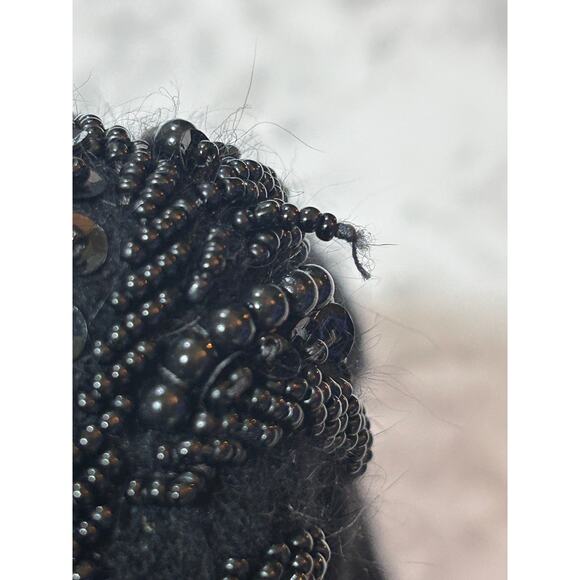 VTG Nordstrom Point Of View Angora Rabbits Hair Wool Sweater S Floral Bead Blk - Picture 7 of 7